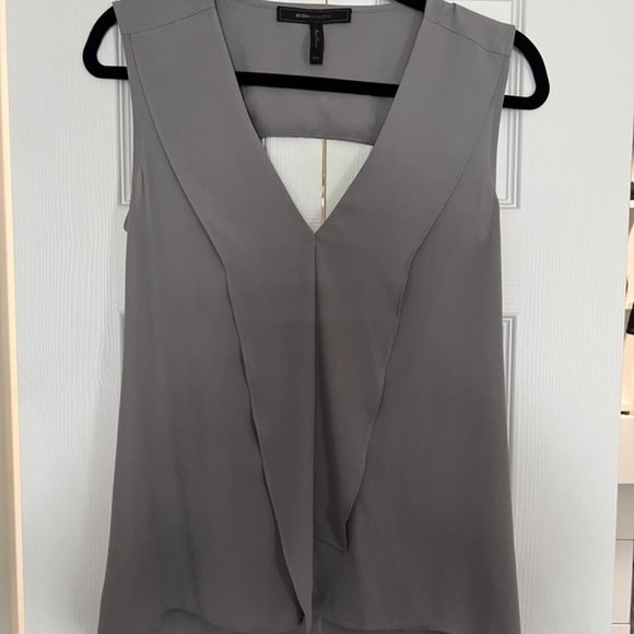 BCBGMaxazria Sleeveless Grey Silk Top - Size xxs - Picture 1 of 3